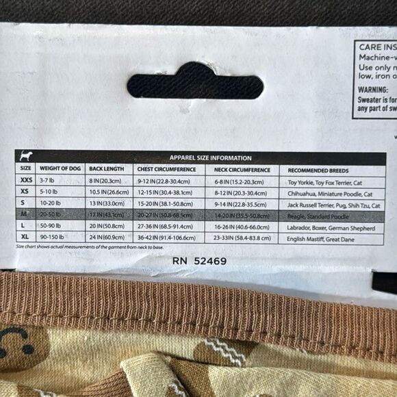 Vibrant Life Gingerbread Christmas Holiday Themed Pet Dog Pajamas Size M NEW - Picture 6 of 9